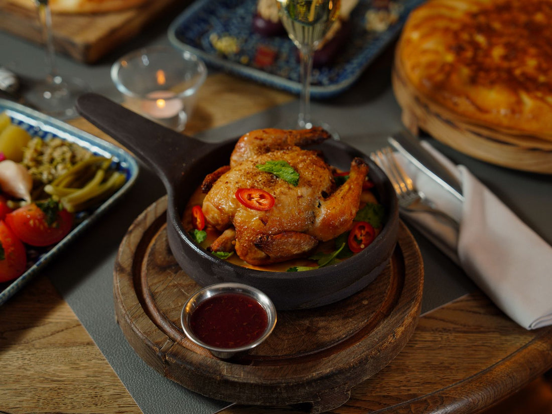 Honey glazed roasted quail with glossy sauce