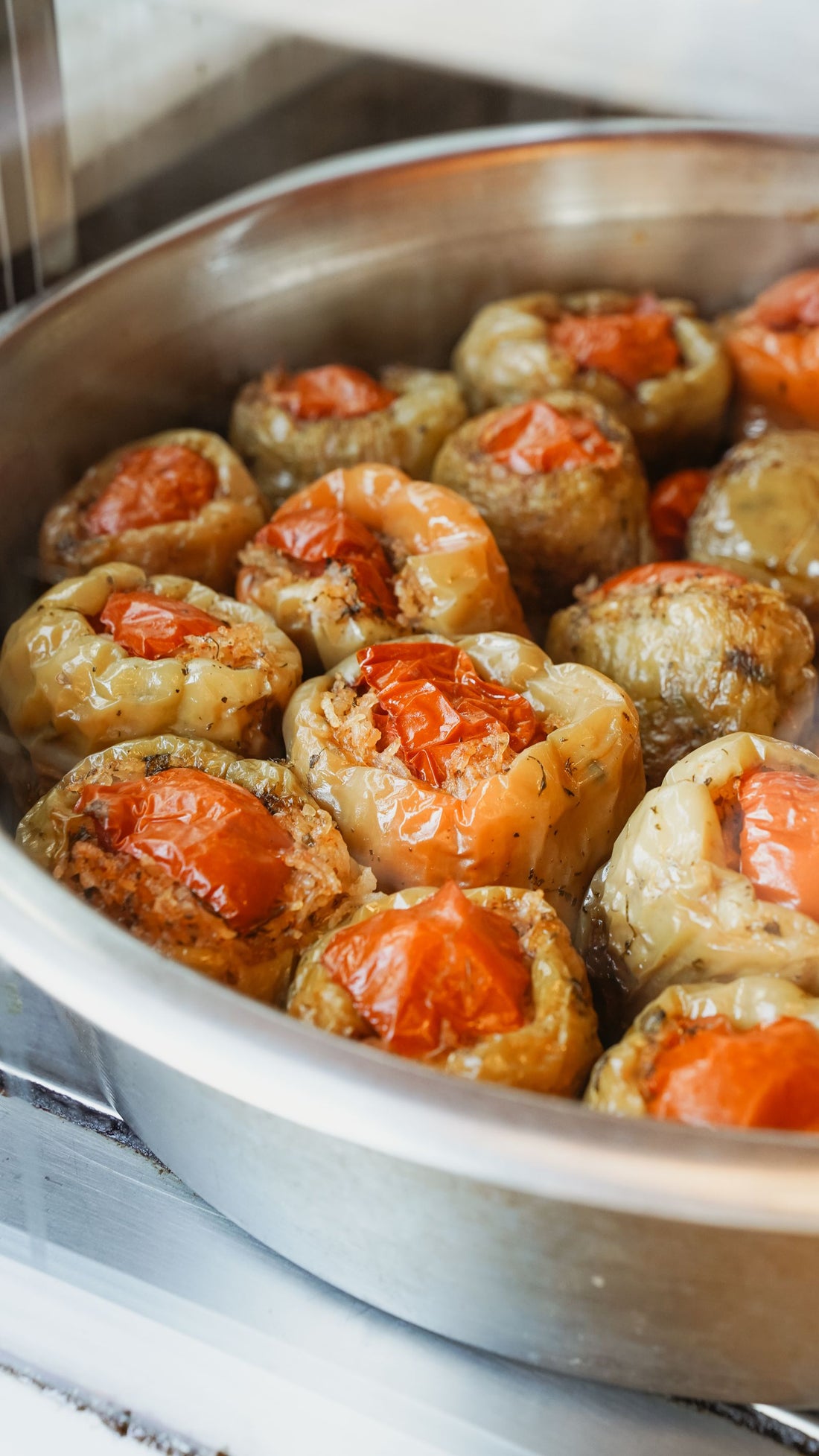 Baked quail stuffed bell peppers