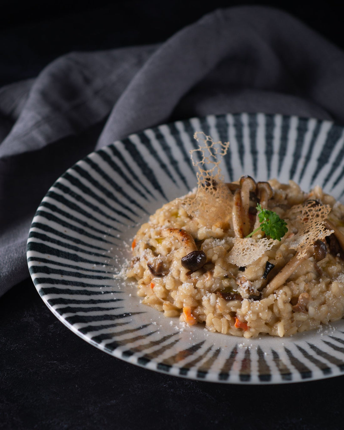 Creamy quail and mushroom risotto