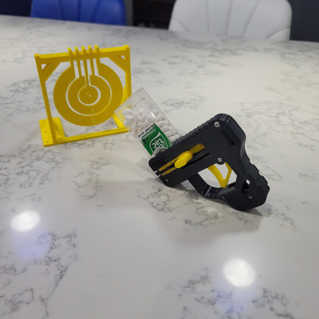 Tic Tac Shooter w/ Hanging Target | Fun | Toy | One Box of Ammo Included | Great Stocking Stuffer