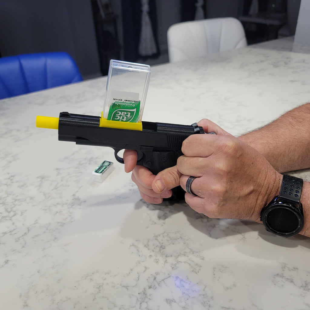 Model 1911 Tic Tac Shooter | Fun | Toy | One Box of Ammo Included | Great Stocking Stuffer