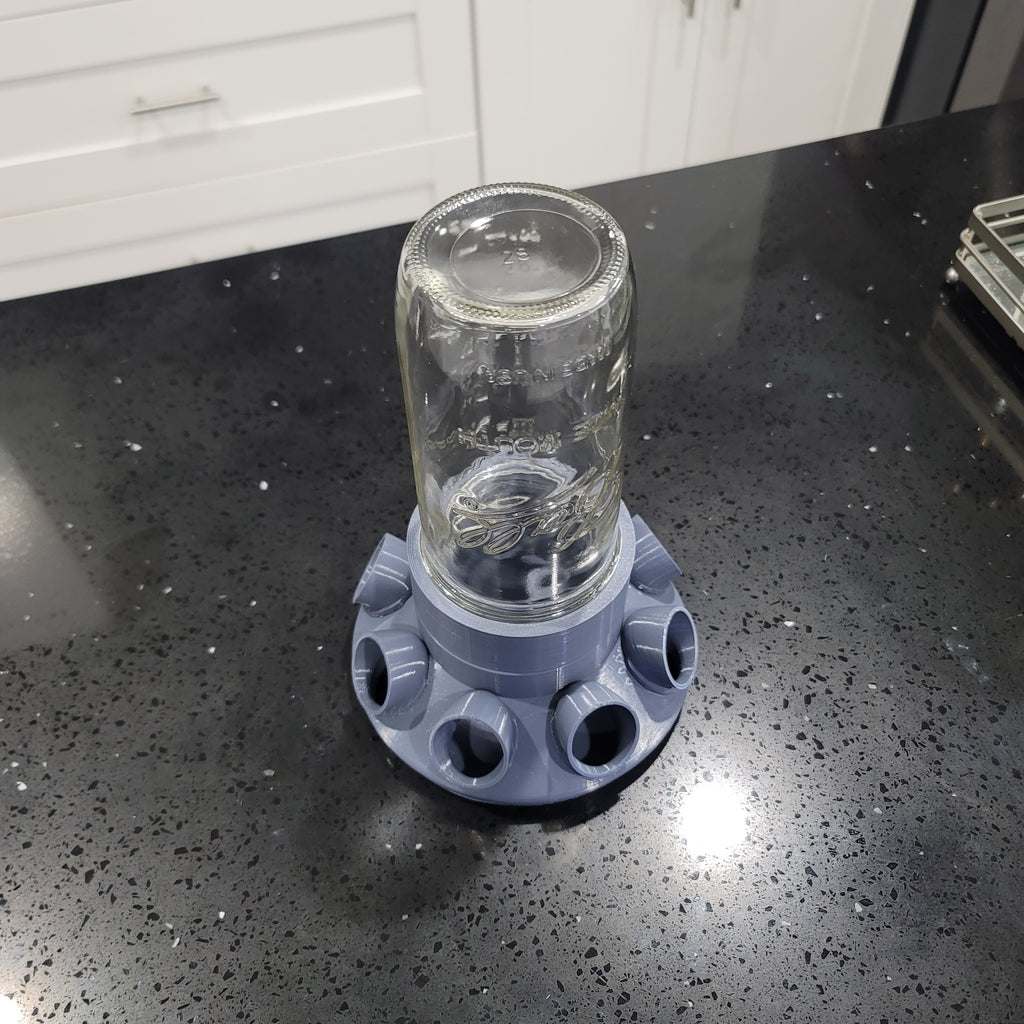 Quail Feeder with Feed Saver Ports by 2B Creations |  Wide Mouth Mason Jar Compatible | Jar not Included | This is the Base only | Coturnix Quail | Made in USA
