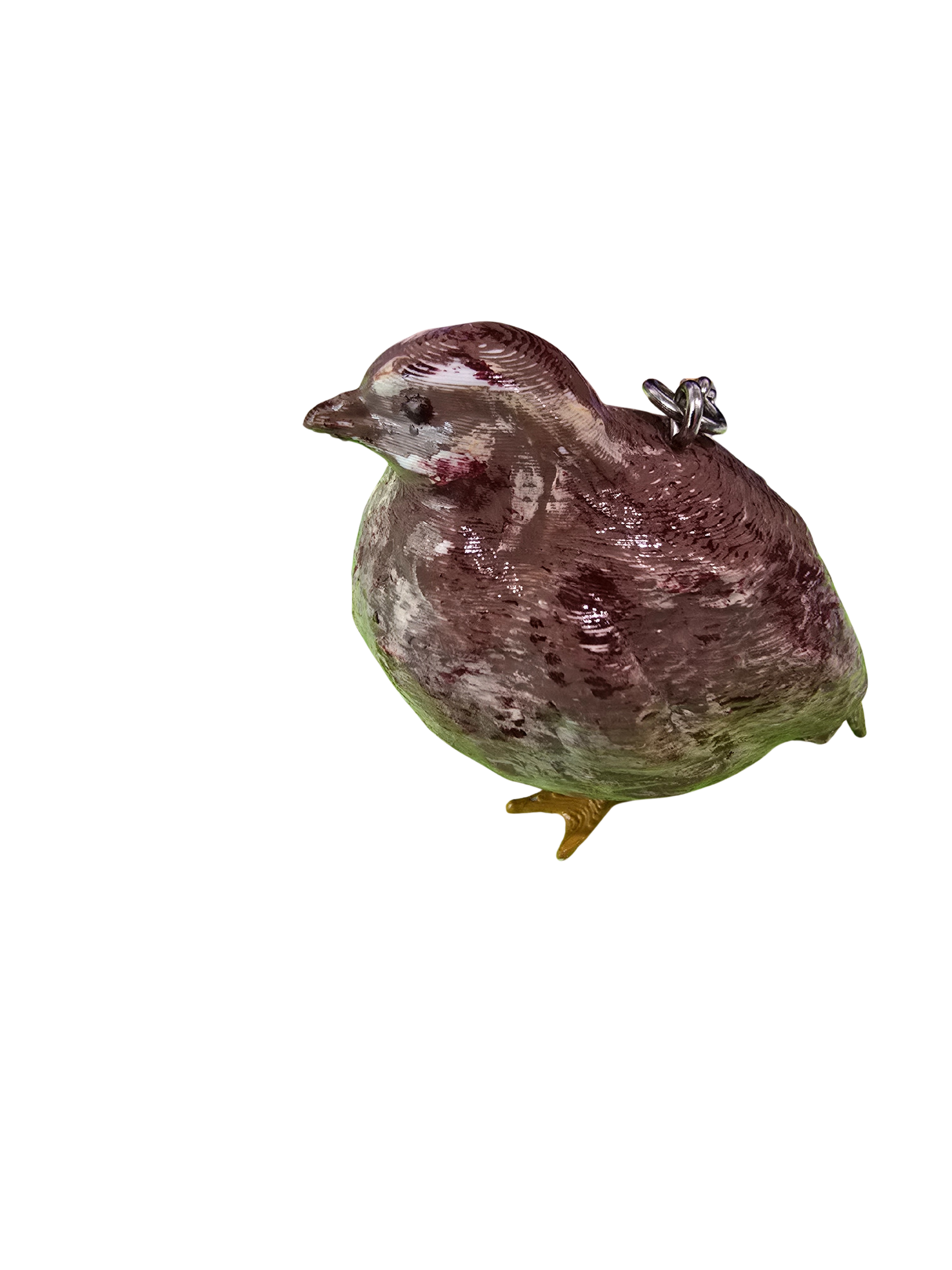 Coturnix Quail Keychain.  Hand-painted and 3D Printed.  Made in USA by 2B Creations