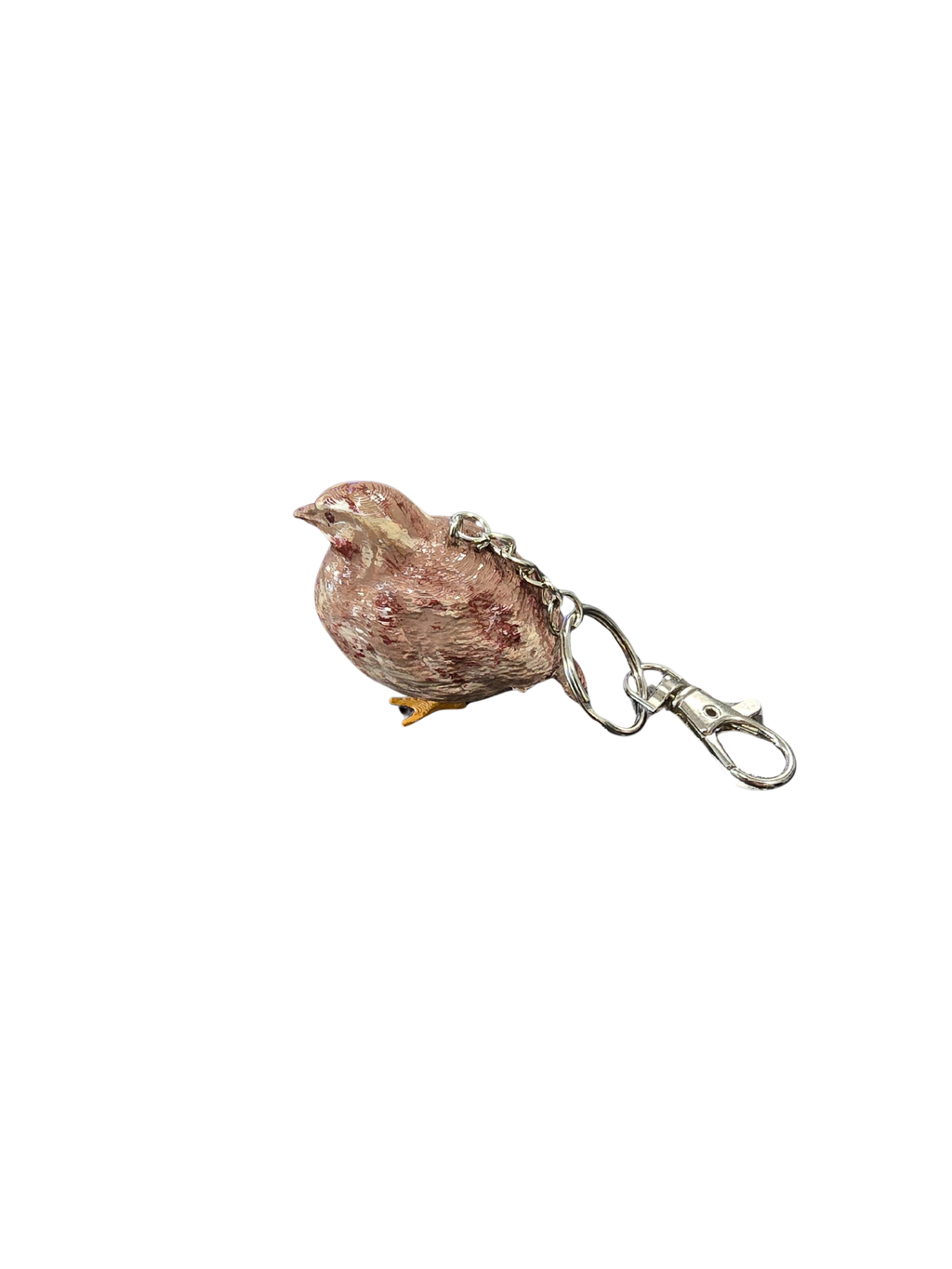 Coturnix Quail Keychain.  Hand-painted and 3D Printed.  Made in USA by 2B Creations