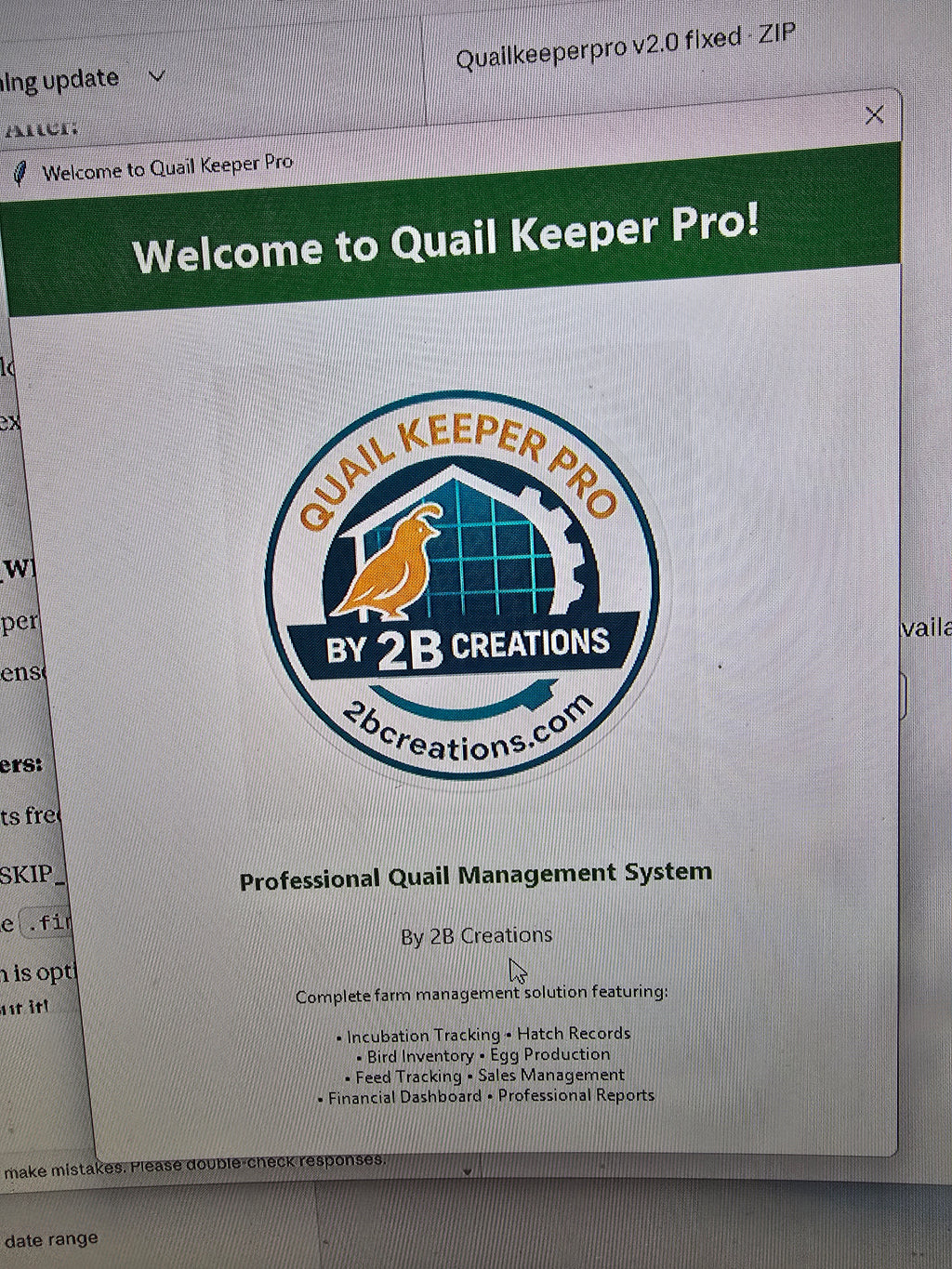 Quail Keeper Pro - Professional Quail Farm Management Software by 2B Creations