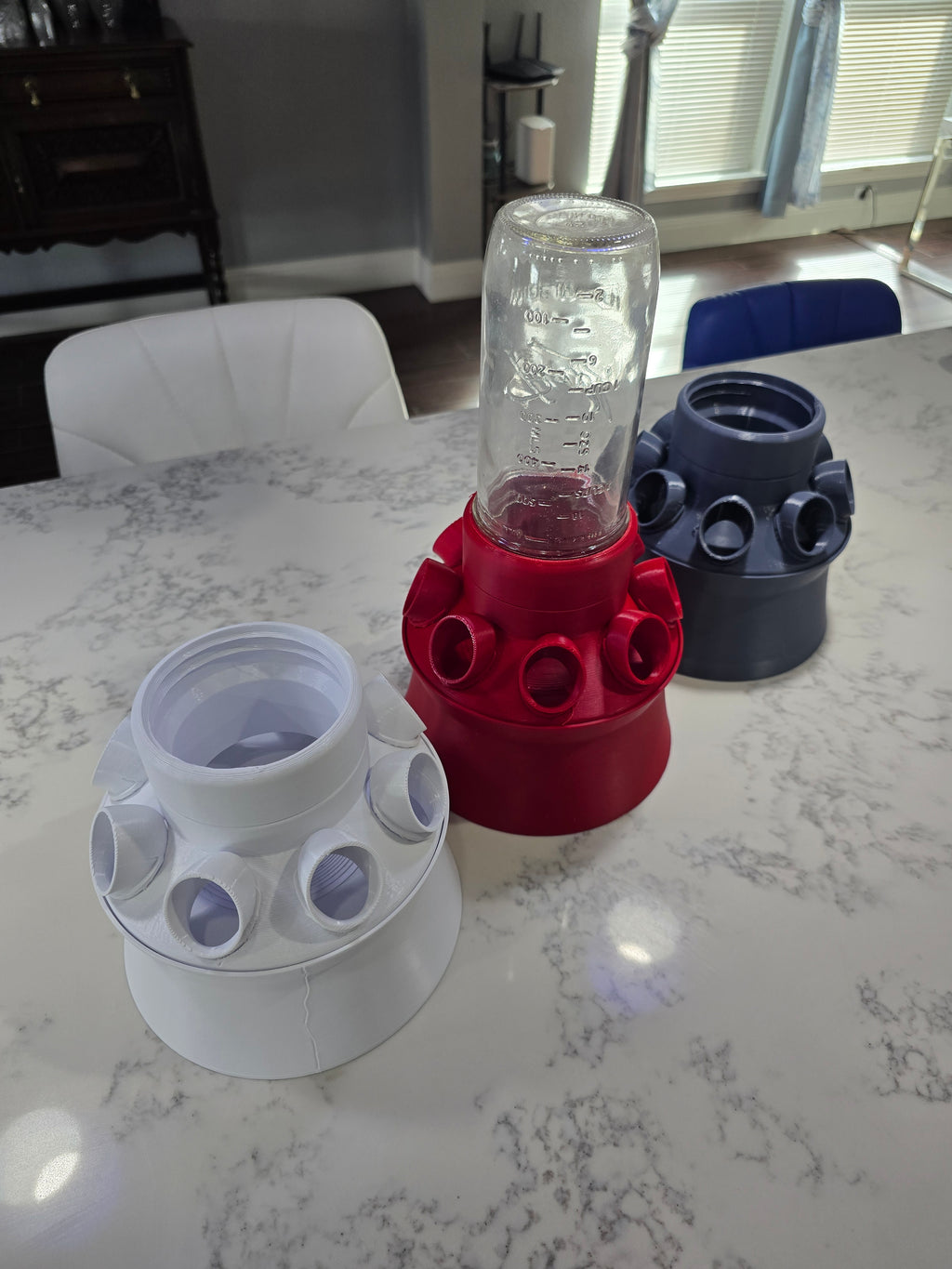 Riser Ring for Mason Jar Quail Feeder Base with Feed Saver Ports. Serama Chickens.