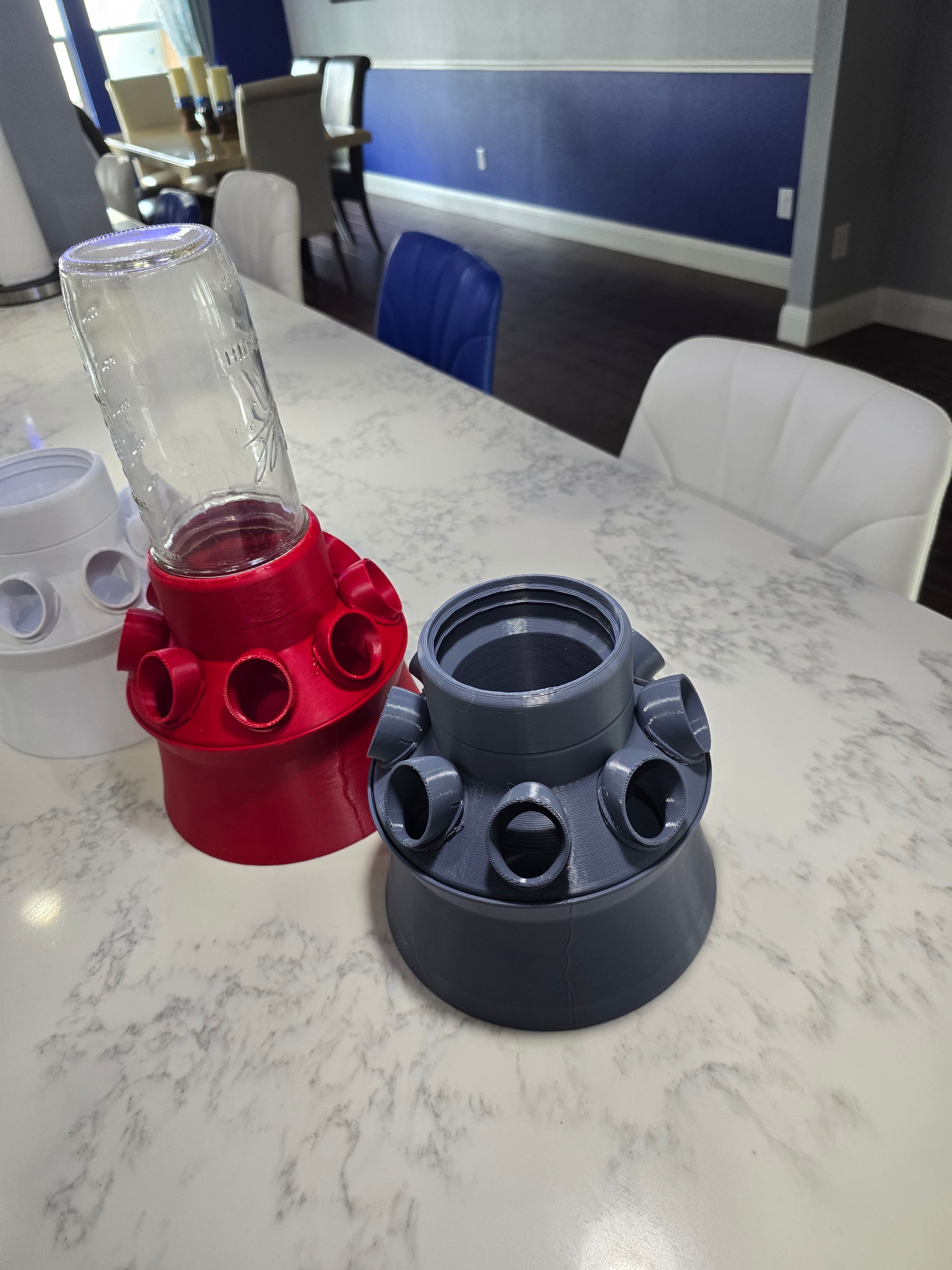 Riser Ring for Mason Jar Quail Feeder Base with Feed Saver Ports. Serama Chickens.