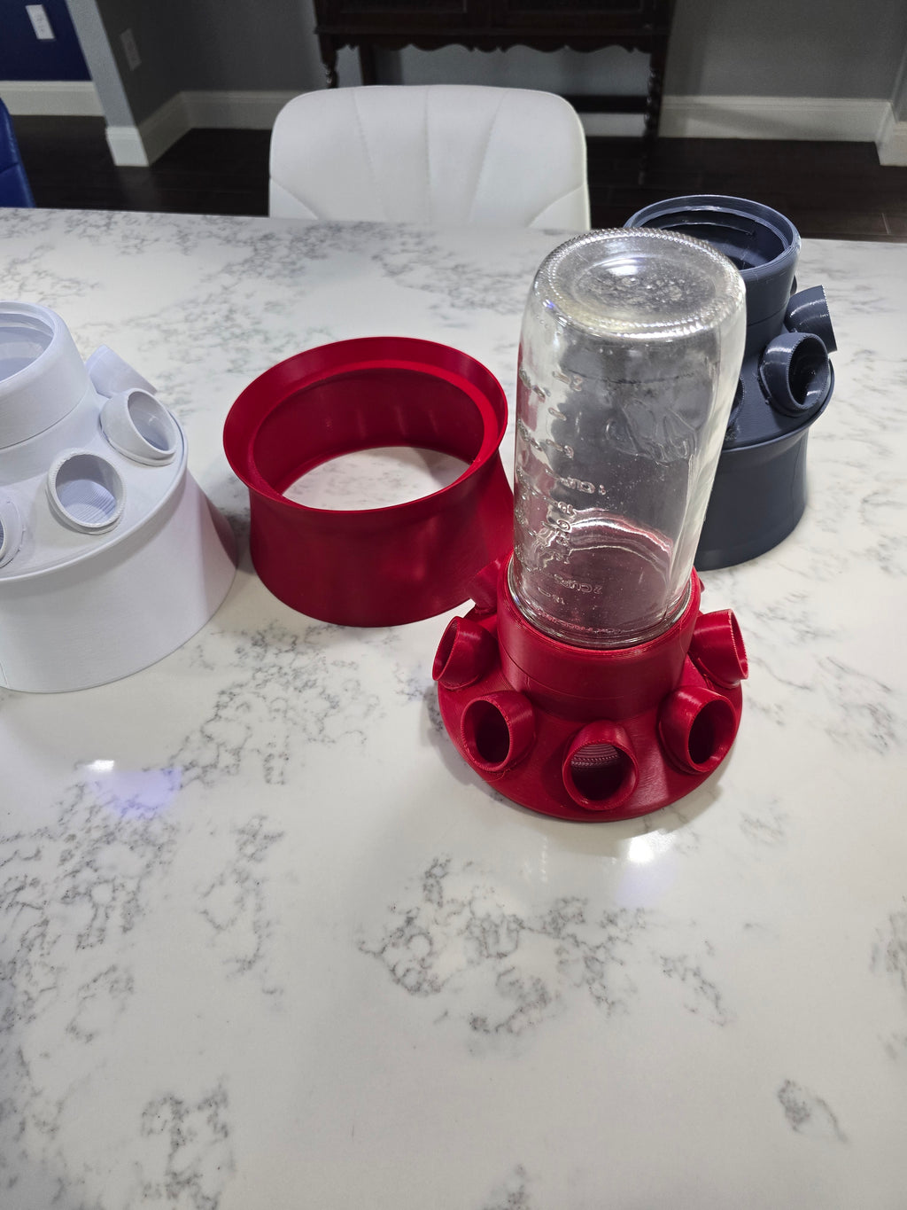 Riser Ring for Mason Jar Quail Feeder Base with Feed Saver Ports. Serama Chickens.