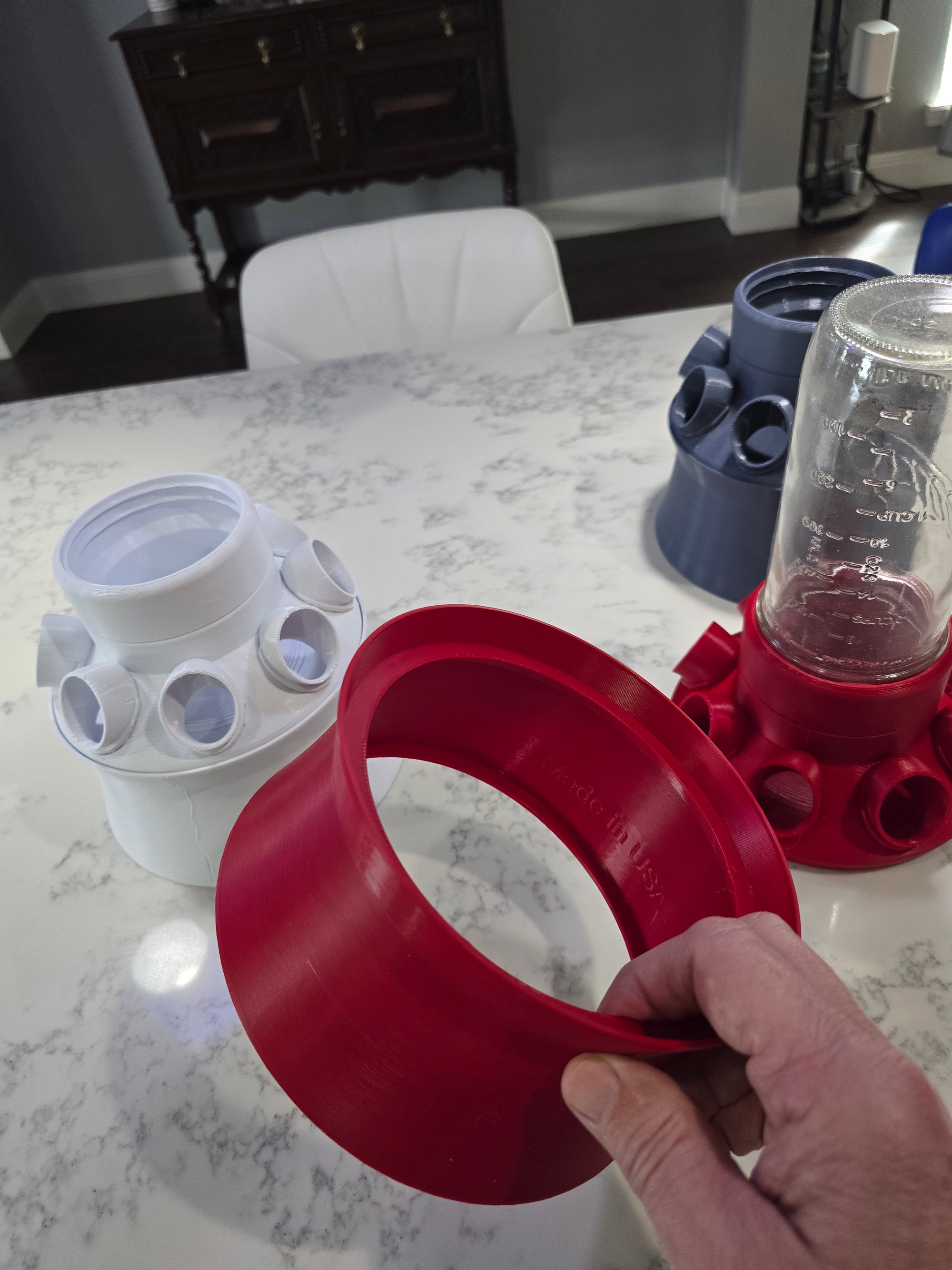 Riser Ring for Mason Jar Quail Feeder Base with Feed Saver Ports. Serama Chickens.