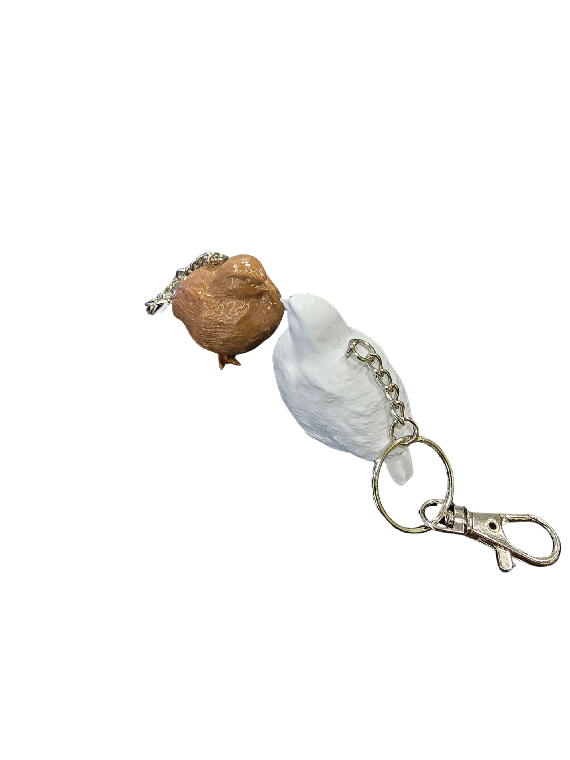 Coturnix Quail Keychain.  White or Brown color with Protective Coating.  Made in USA by 2B Creations