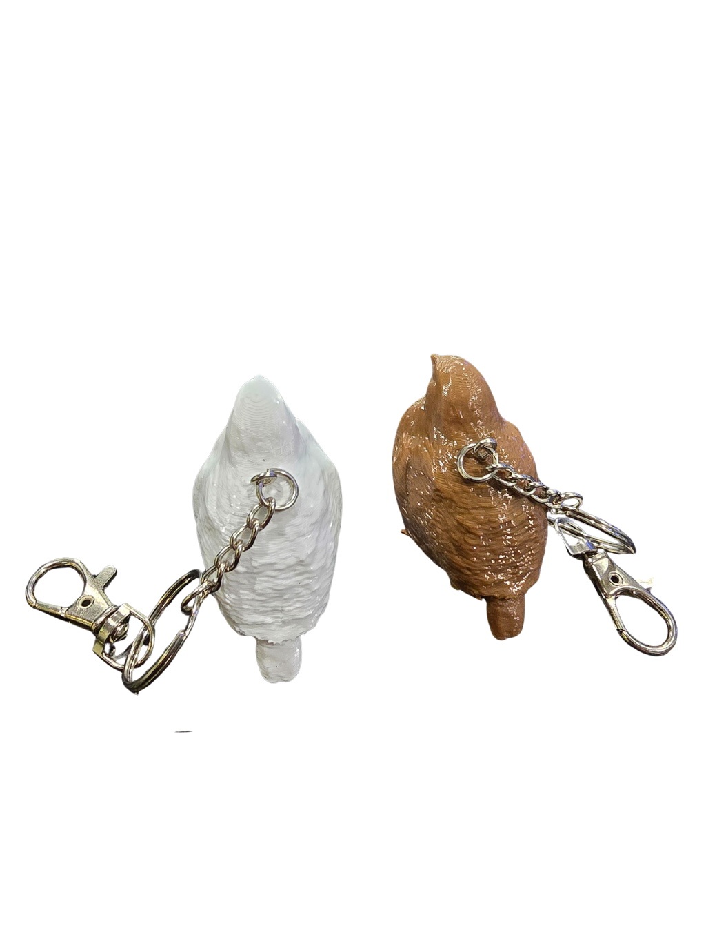 Coturnix Quail Keychain.  White or Brown color with Protective Coating.  Made in USA by 2B Creations