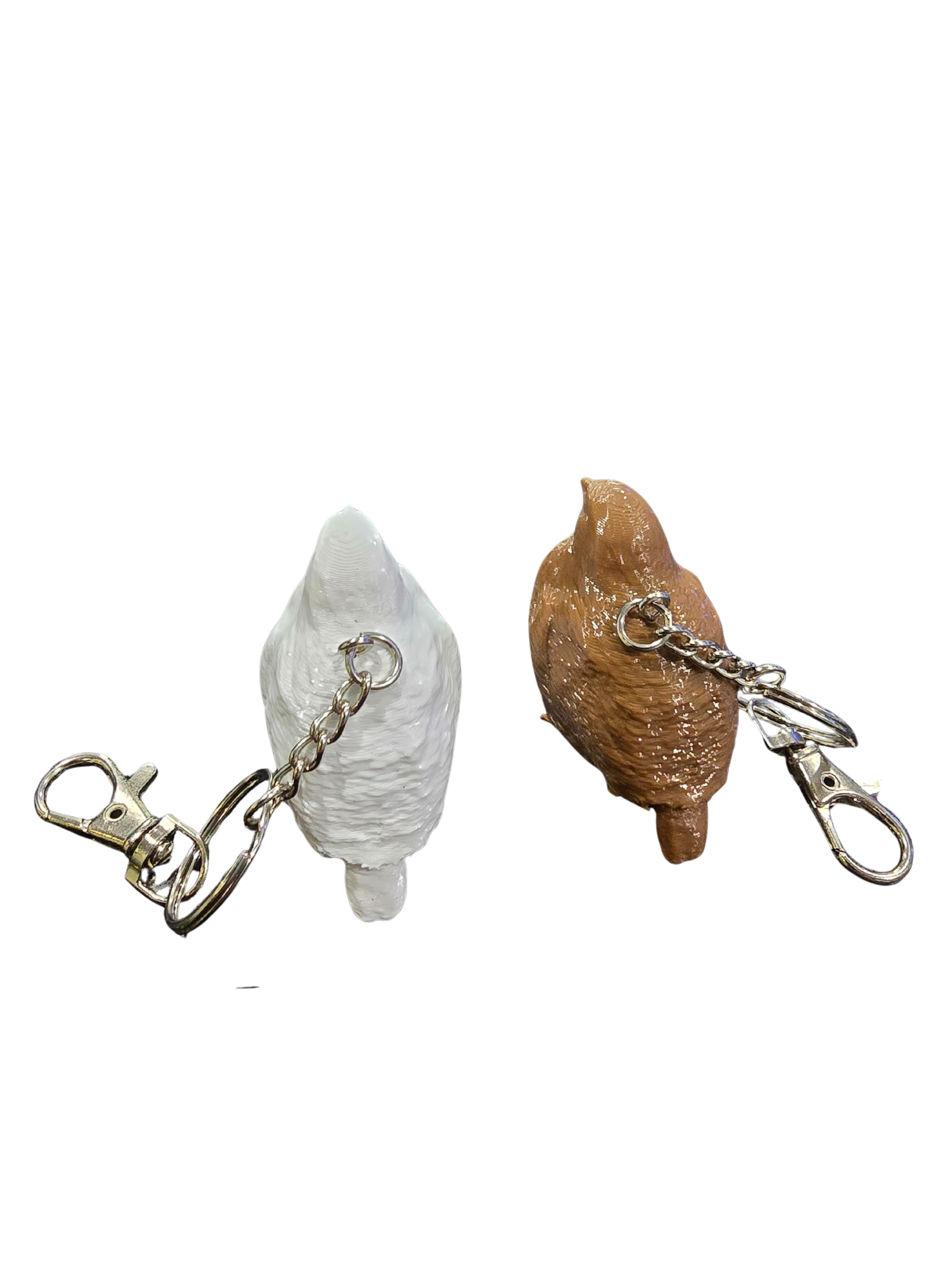 Coturnix Quail Keychain.  White or Brown color with Protective Coating.  Made in USA by 2B Creations
