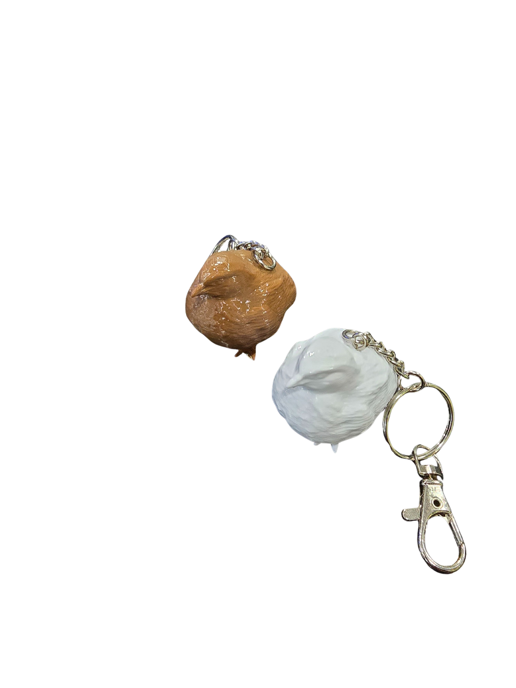 Coturnix Quail Keychain.  White or Brown color with Protective Coating.  Made in USA by 2B Creations