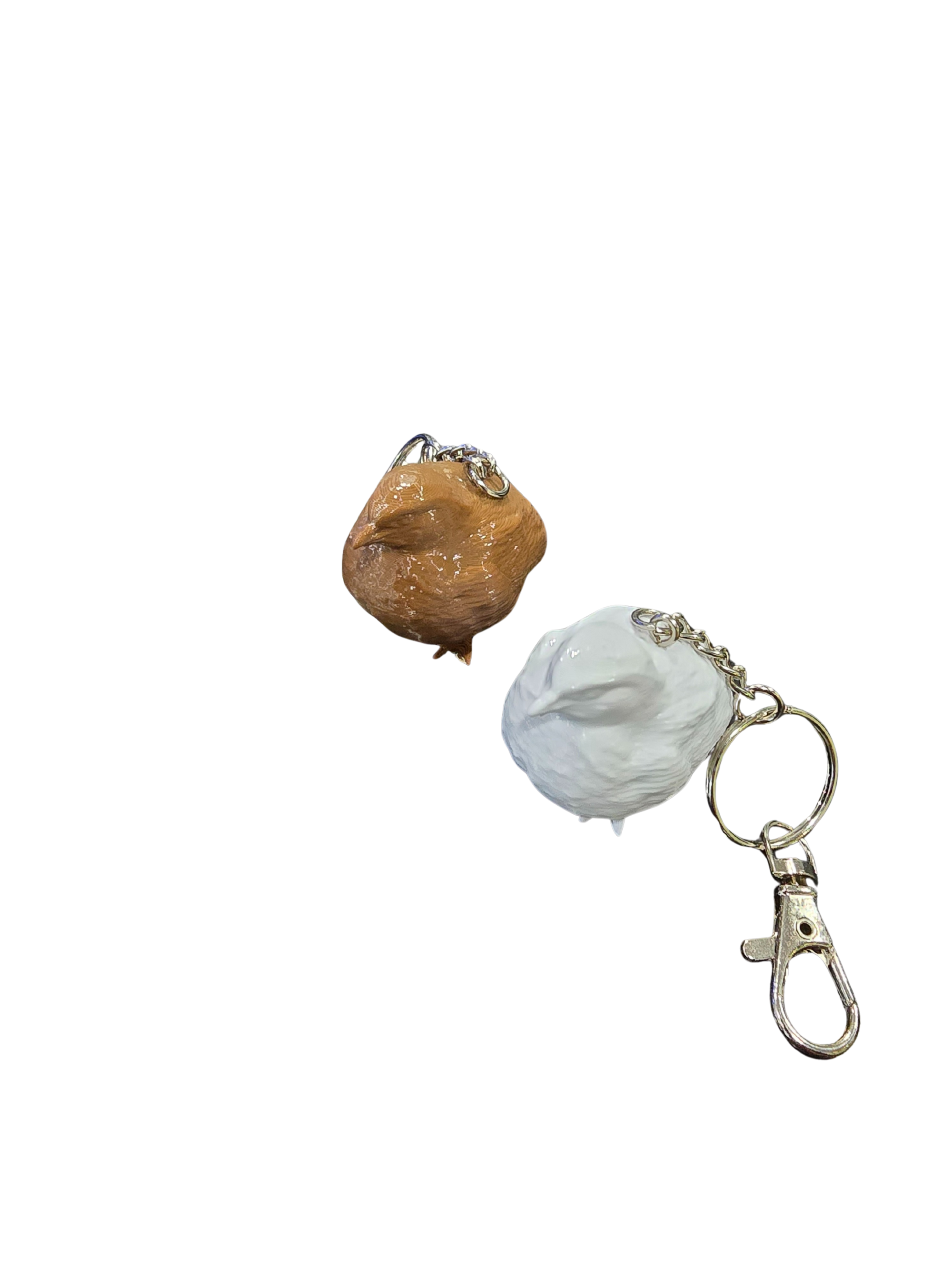 Coturnix Quail Keychain.  White or Brown color with Protective Coating.  Made in USA by 2B Creations