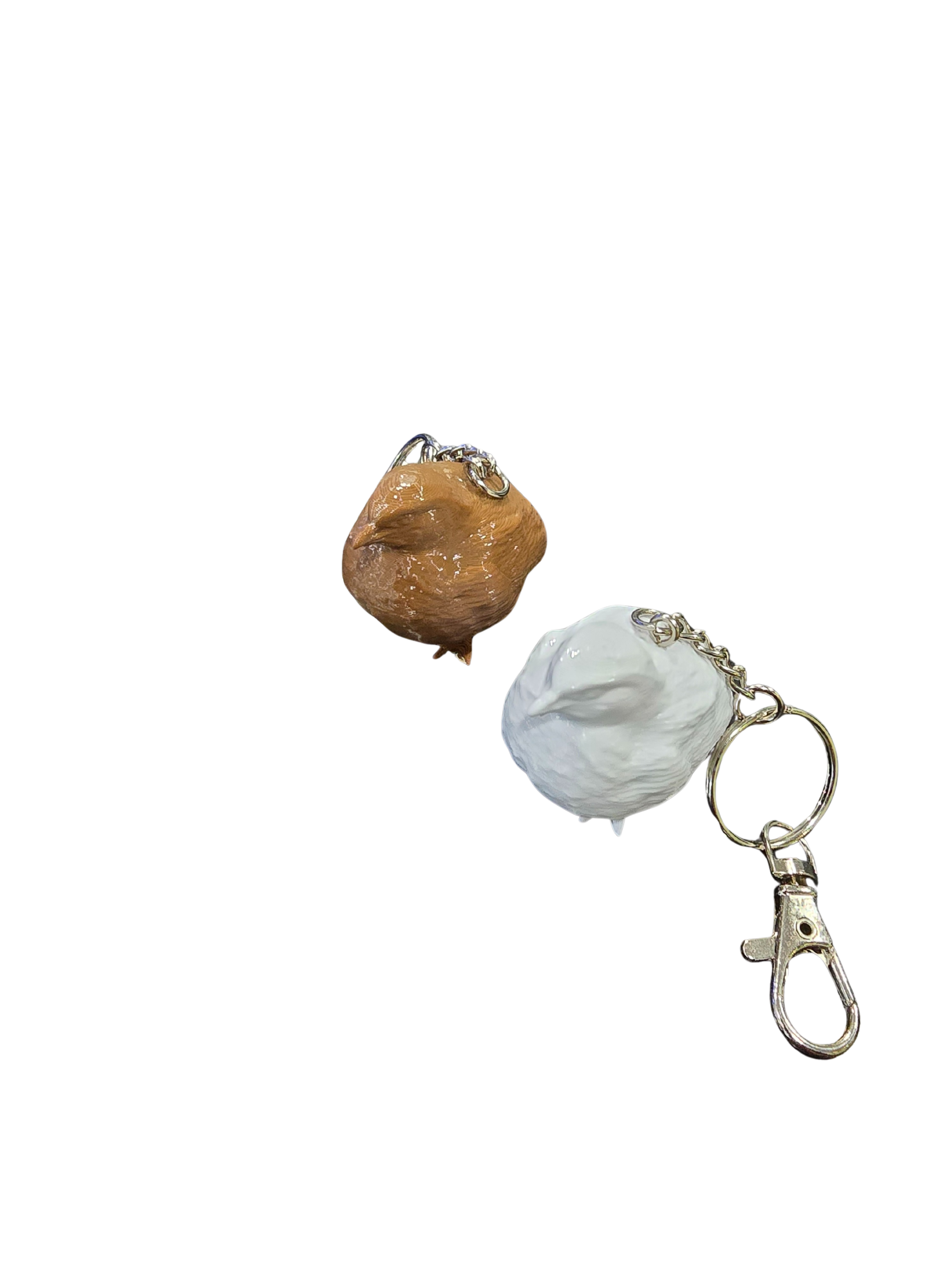 Coturnix Quail Keychain.  White or Brown color with Protective Coating.  Made in USA by 2B Creations