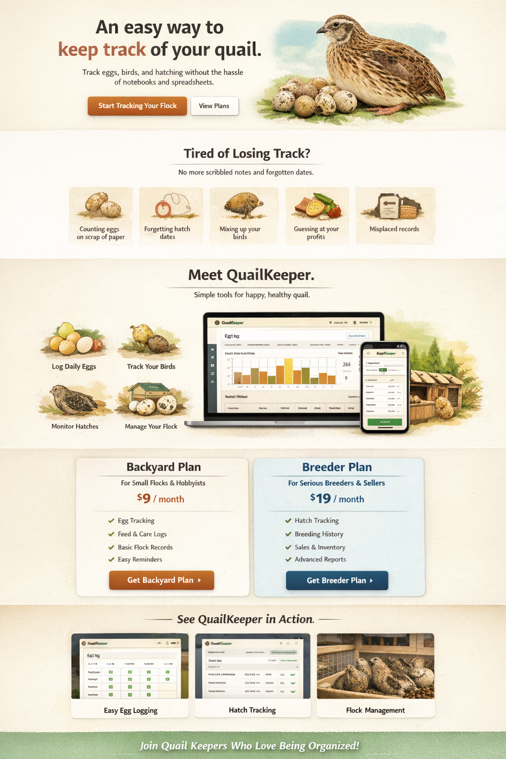 Quail Keeper Max — AI-Powered Quail Farm Management Software | Free 14-Day Trial