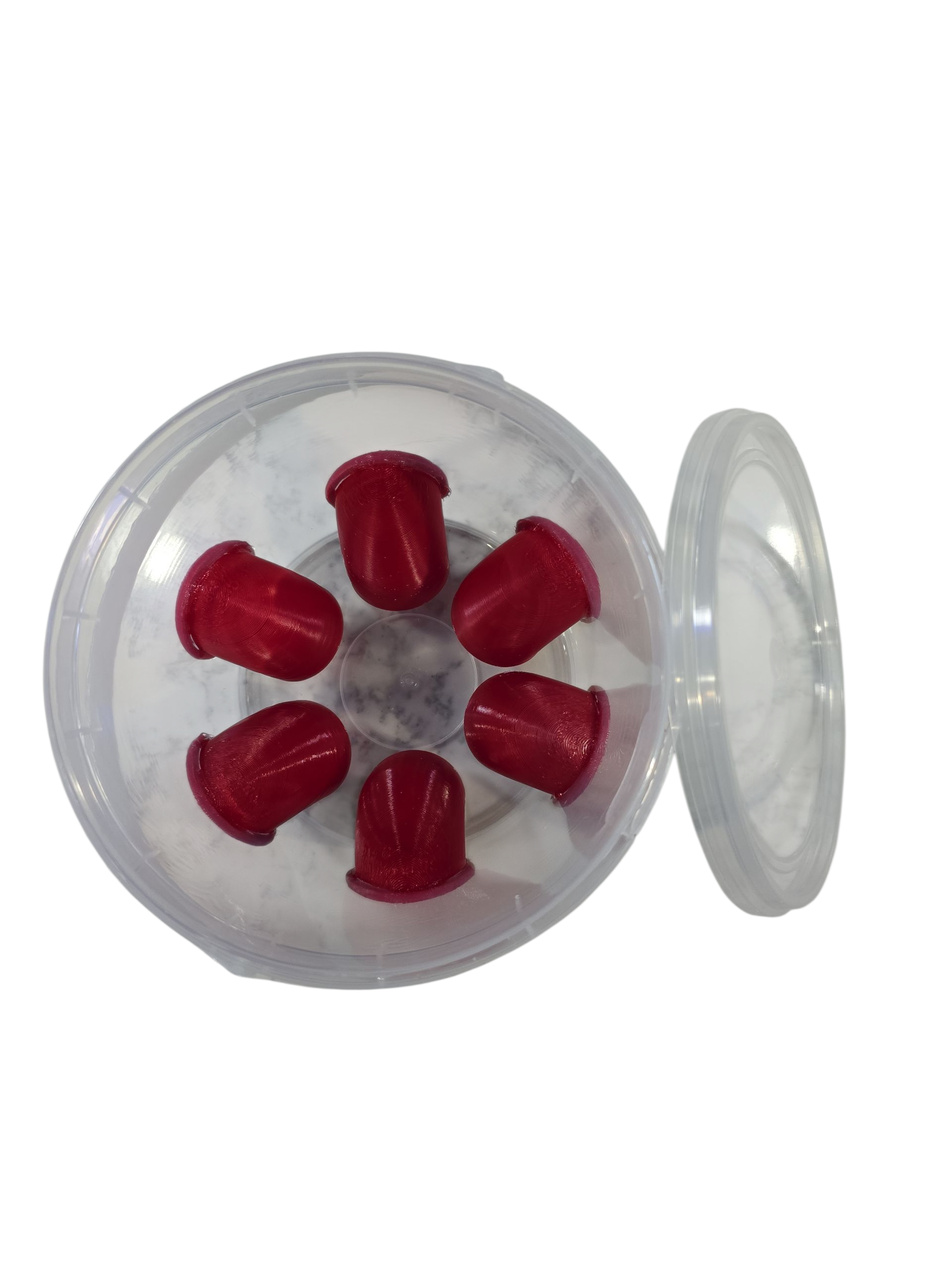 Quail Feeder Bucket with the Original Quail Feed Saver Ports by 2B Creations.  Made in USA