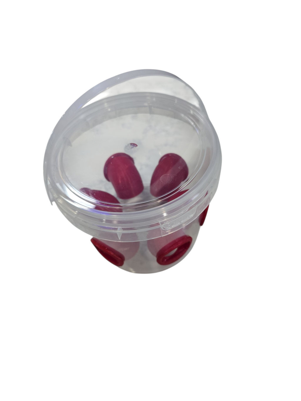 Quail Feeder Bucket with the Original Quail Feed Saver Ports by 2B Creations.  Made in USA