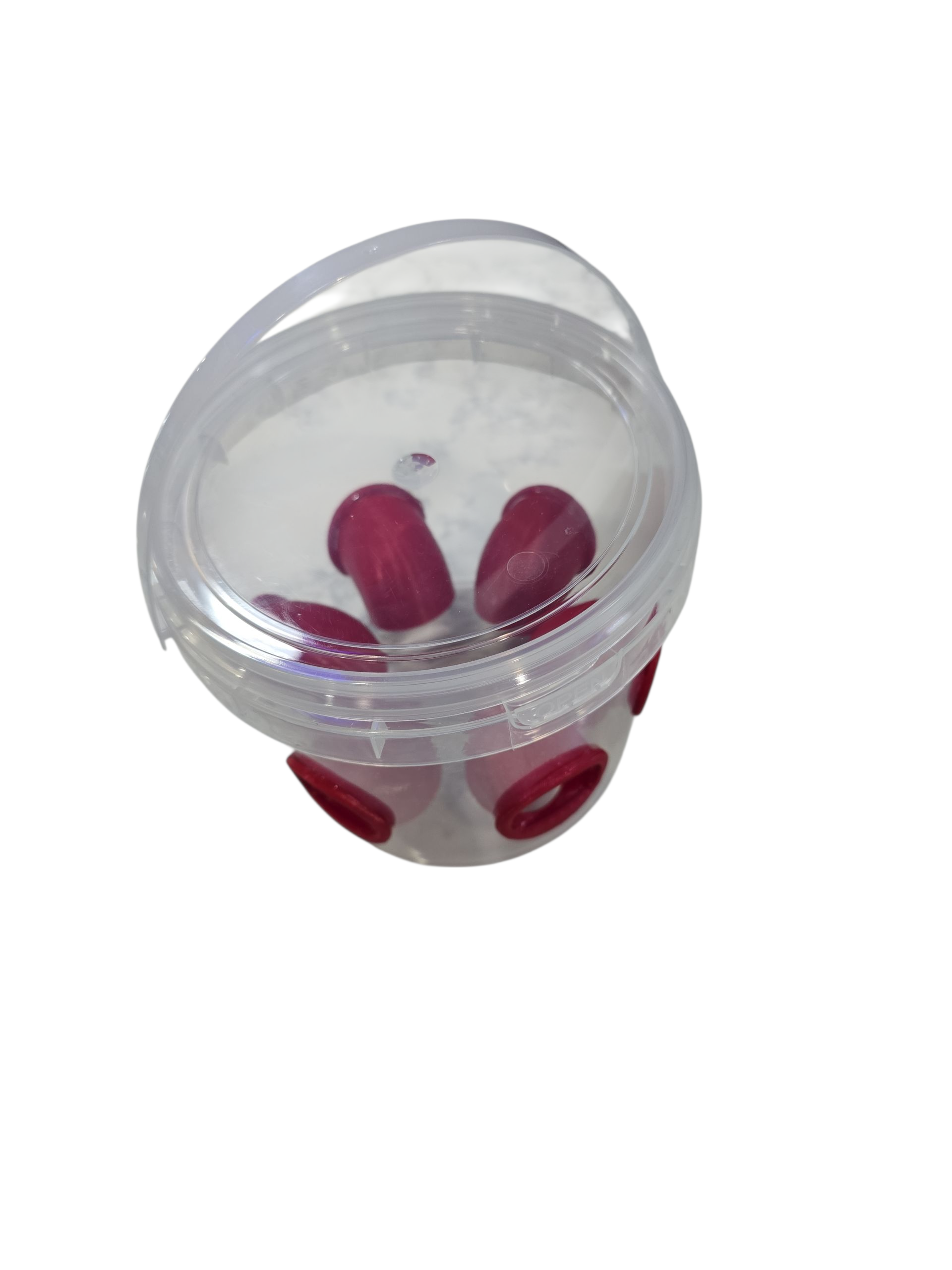 Quail Feeder Bucket with the Original Quail Feed Saver Ports by 2B Creations.  Made in USA