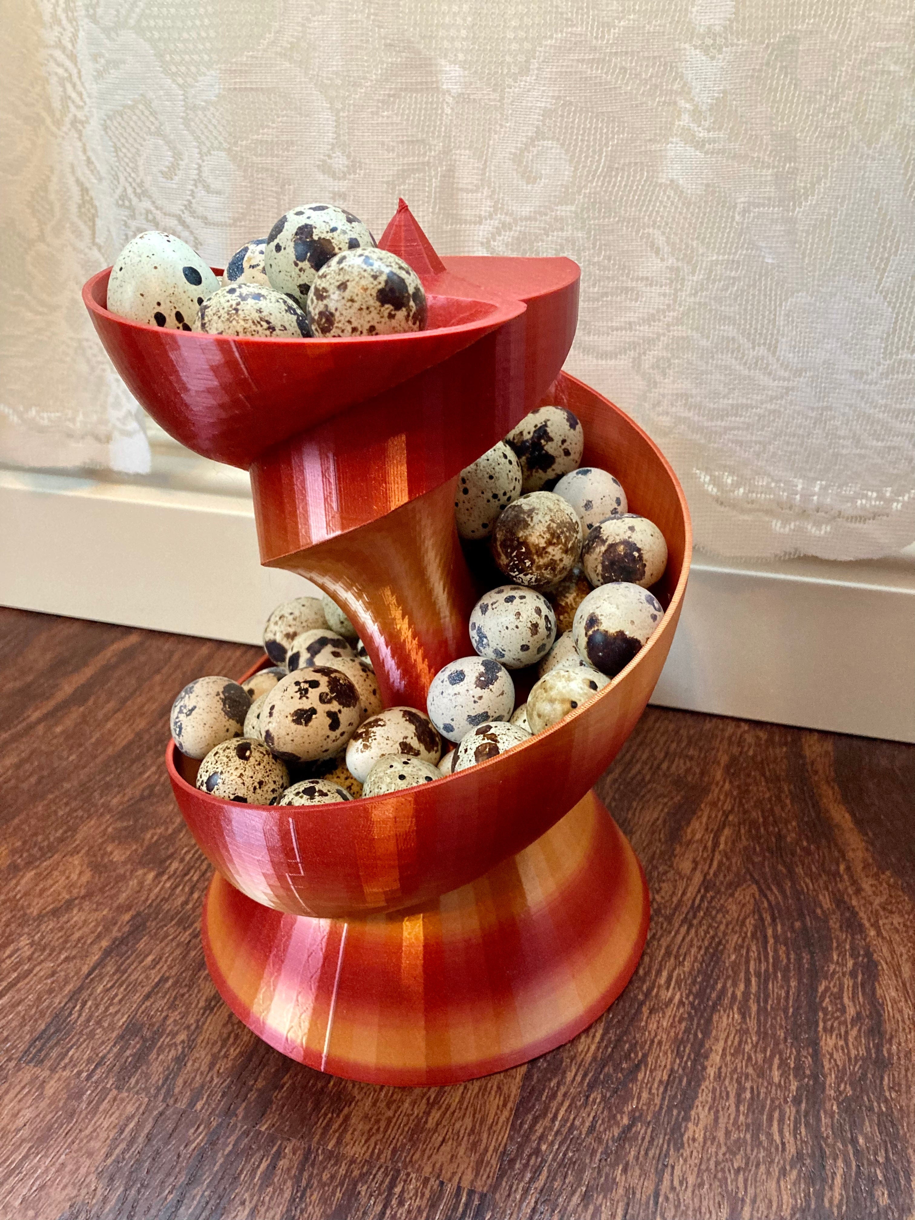 Handcrafted Quail Egg Holder | Spiral Tower Fruit Display | Designed and Made by 2B Creations in USA