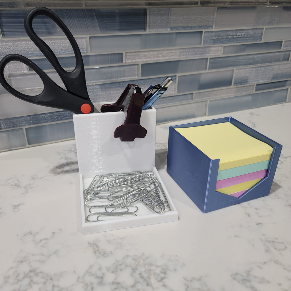 Desk Organizer with removeable box. Holds phone, pens, post-it notes, anything. Organize your desk space today.